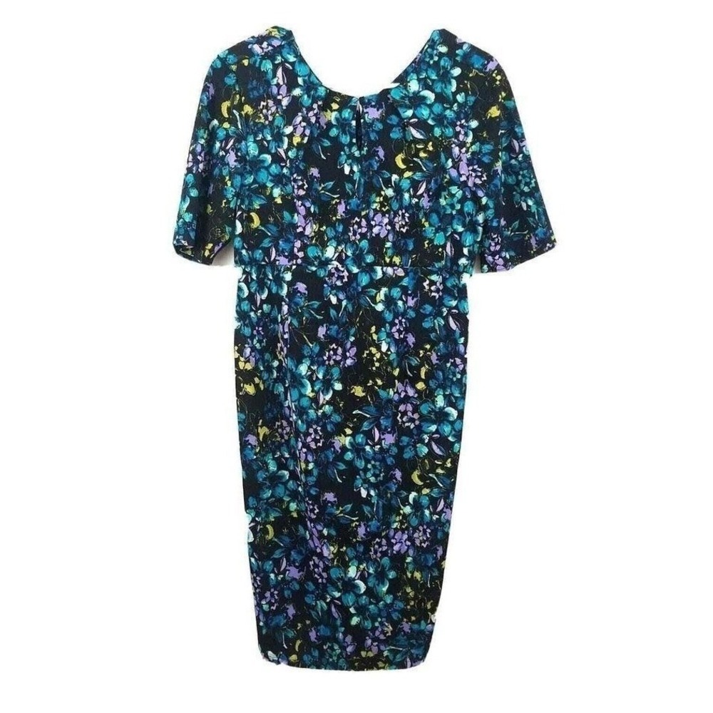 The Limited Floral Sheath Dress Short Sleeve Empire Waist Keyhole 4